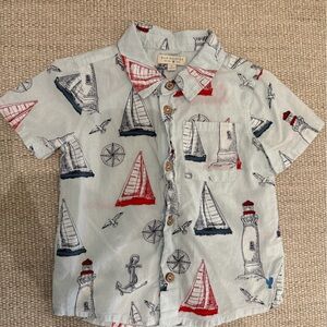 Boys' Light Blue Nautical Button-Up Shirt